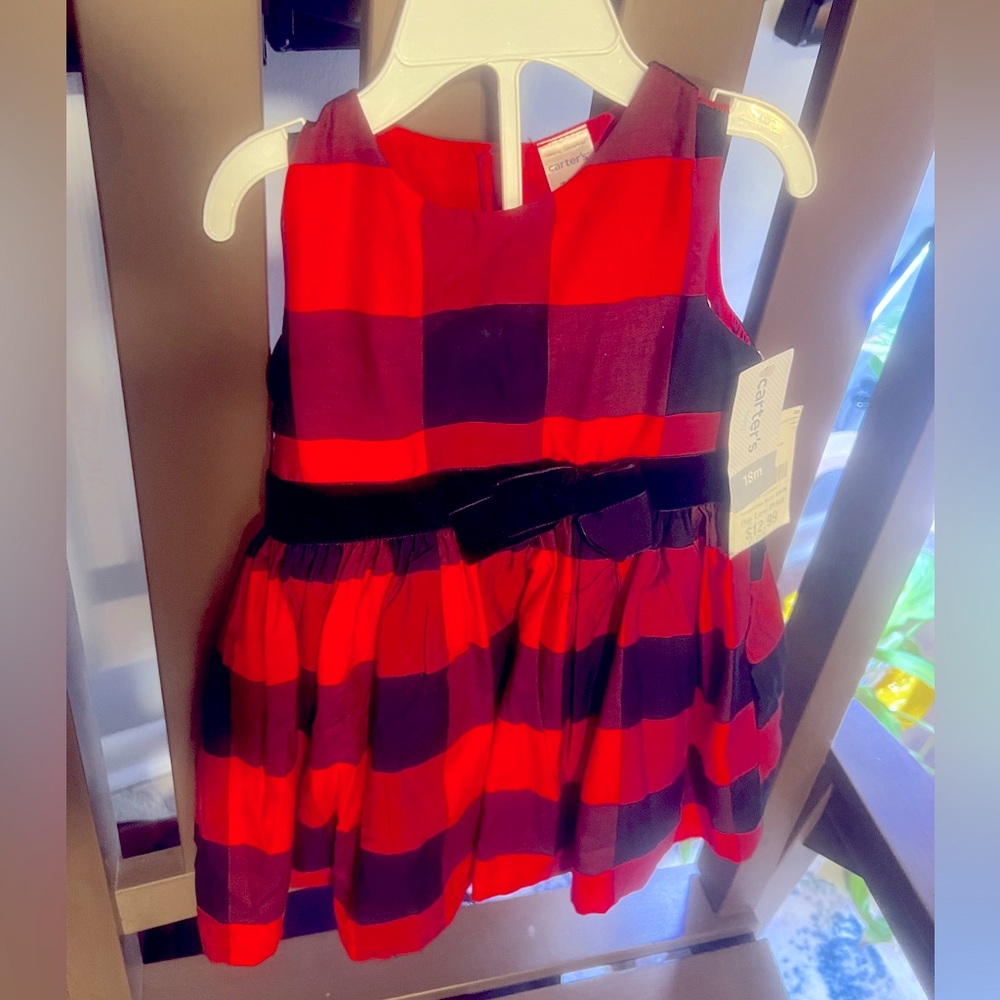 BABY 12mos CARTERS dress Christmas Holiday plaid